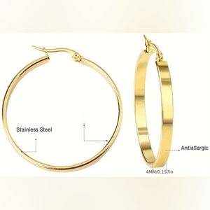 Hoop Earring  14 k Gold Filled with Real yellow Gold with stainless steel !!